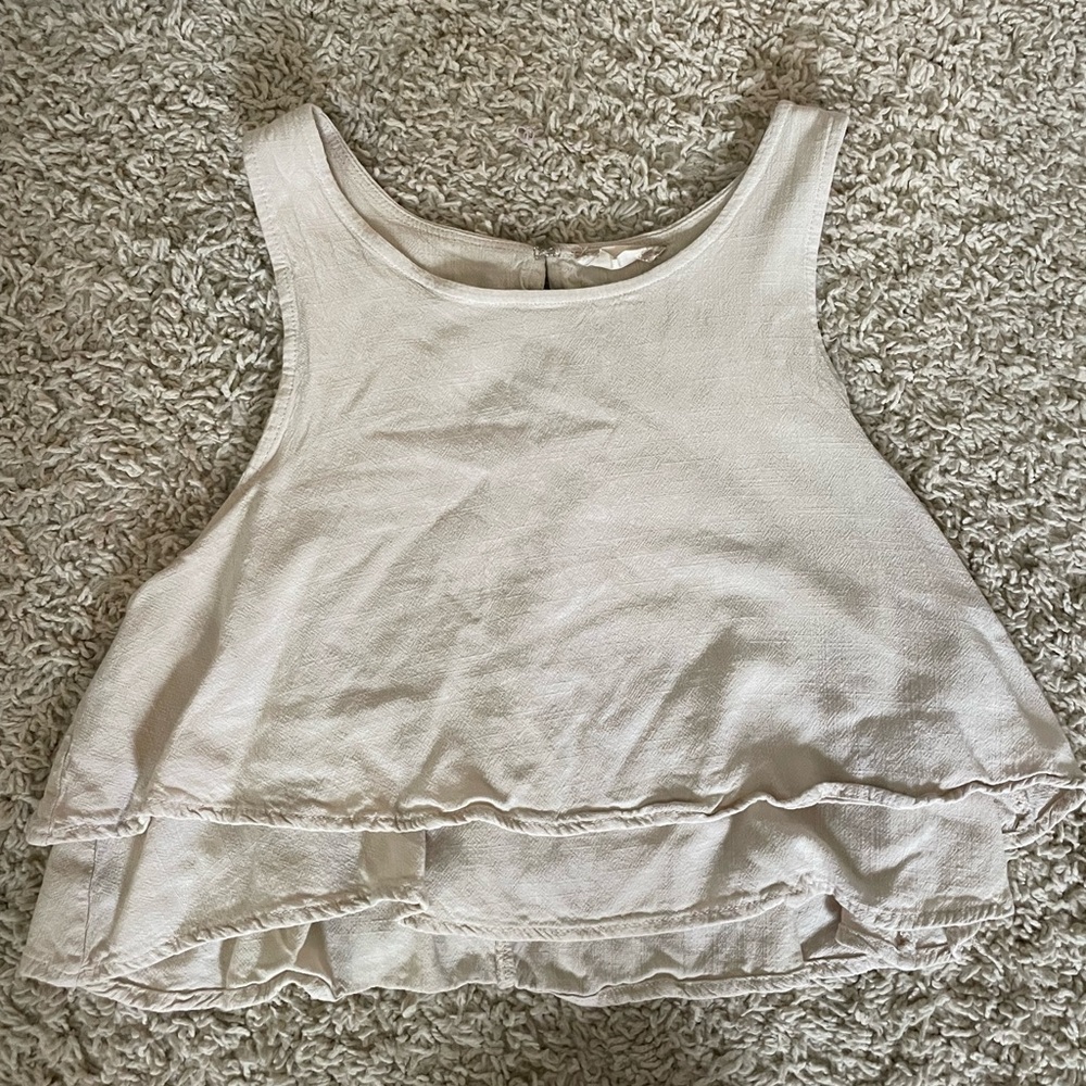 Tan Layered Linen tank